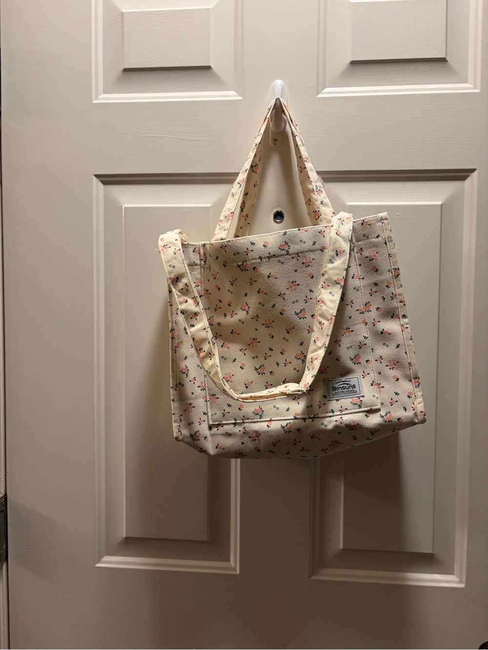 Corduroy Floral Tote Bag - Cream Floral